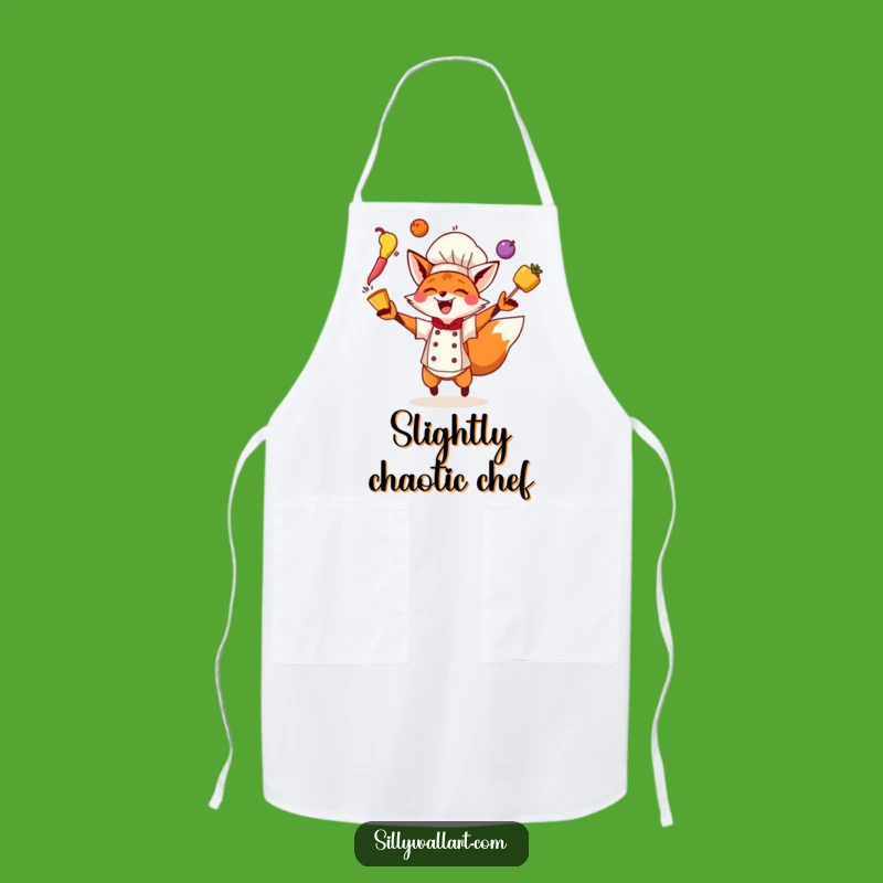 Funny Fox Chef Apron: Juggling Flair, Perfect Kitchen Gift!