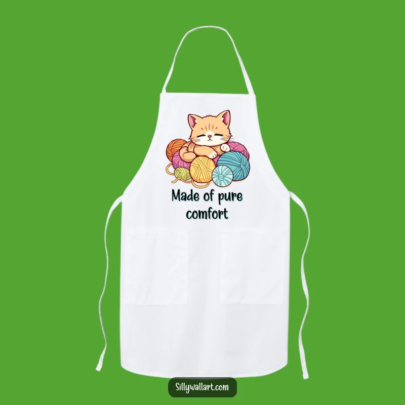 Funny Relaxed Cat Apron - Cute Kitchen Gift for Yarn Lovers
