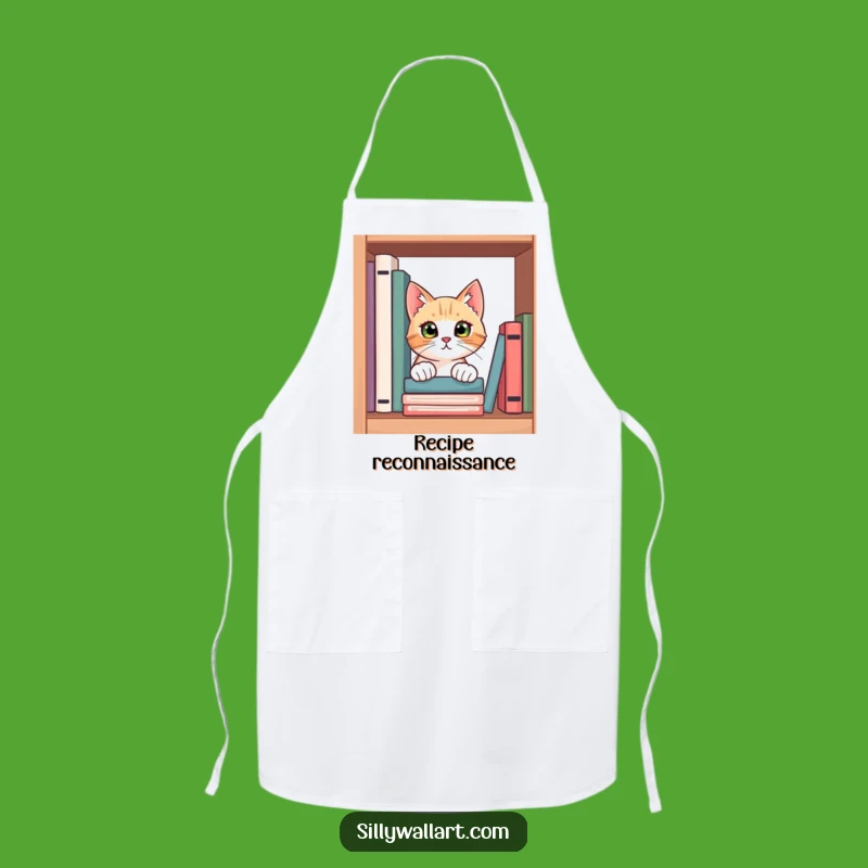 Funny Curious Cat Apron - Book Lover Kitchen Gift for Readers