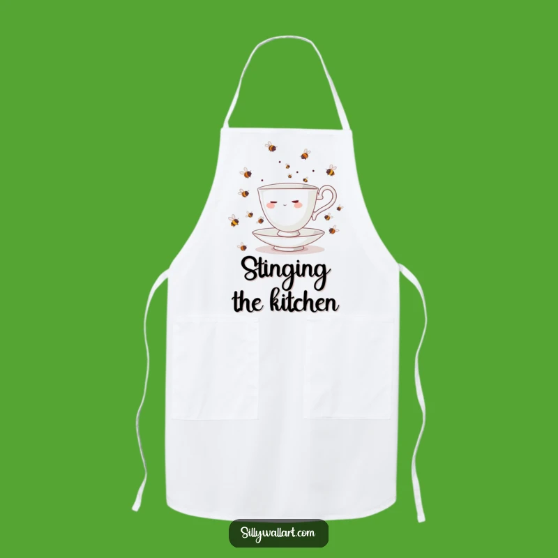 Funny Teacup Bees Apron - Hilarious Kitchen Wear for Buzzed Chefs
