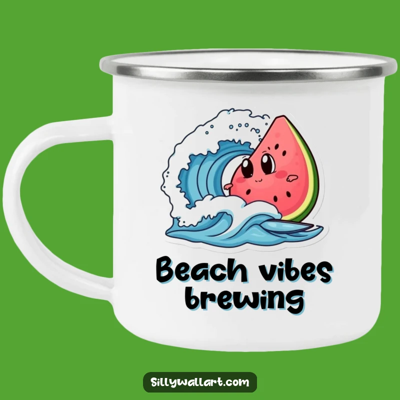 Funny Watermelon Surf Camping Mug - Hilarious Outdoor Gear for Beach Adventures