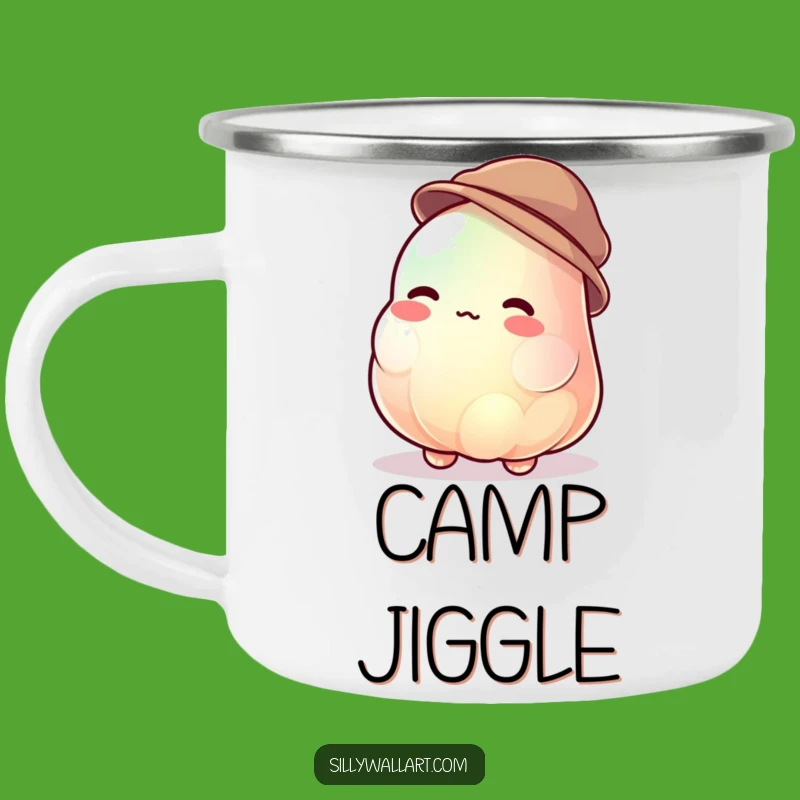 Funny Jelly Blob Camping Mug - Jiggling Hat Wearer & Uncontrollable Outdoor Gift