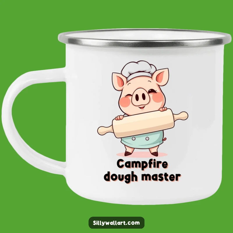 Funny Pig Chef Camping Mug: Rolling Fun, Perfect Outdoor Gift!