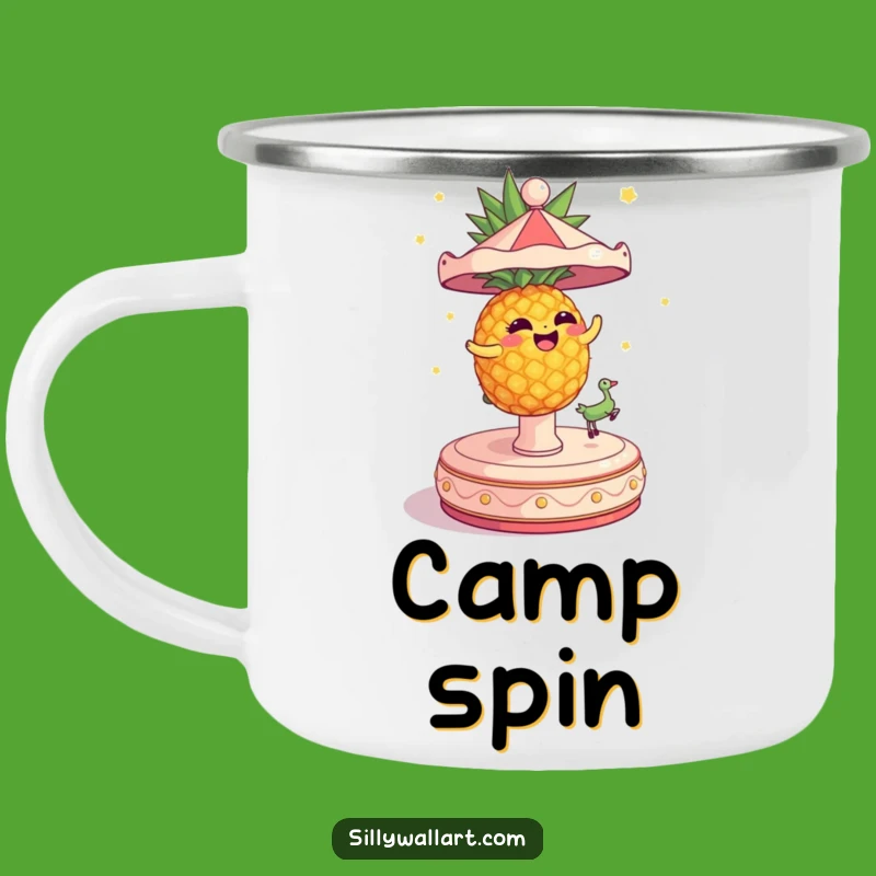 Funny Dizzy Pineapple Camping Mug - Durable Tropical Enamel Cup Gift