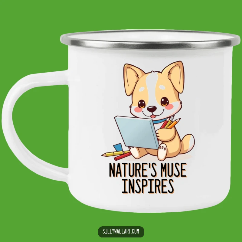 Funny Dog Artist Camping Mug: Inspired Pup's Art Adventures, Outdoor Creative Gift