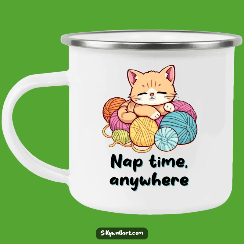 Funny Relaxed Cat Camping Mug - Outdoor Yarn Lover Gift