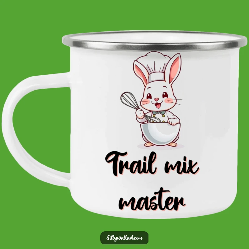 Funny Bunny Chef Camping Mug: Whisking Adventure, Perfect Outdoor Gift!