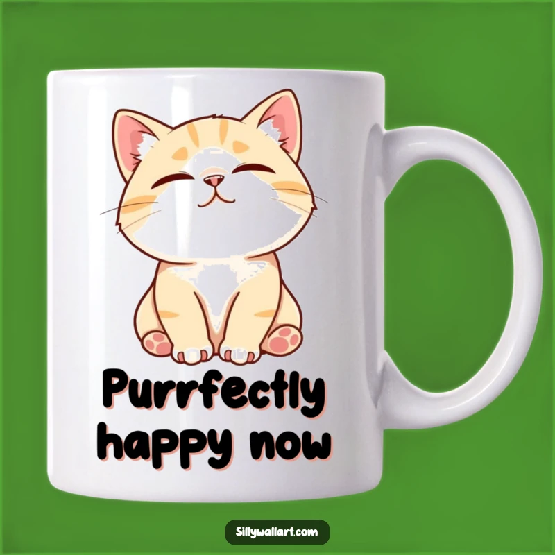 Funny Contented Cat Purring Mug - Relaxing Pet Owner Gift