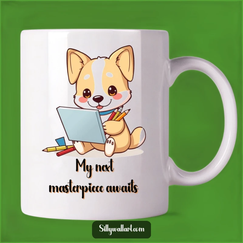 Funny Dog Artist Mug: Inspired Pup Pawsitively Creating Art, Perfect Creative Gift