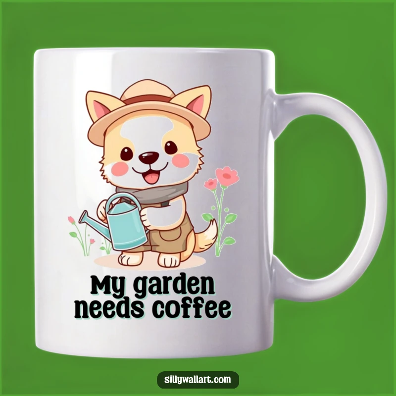 Funny Gardener Dog Mug: Cheerful Canine Bloom Design, Hilarious Gift