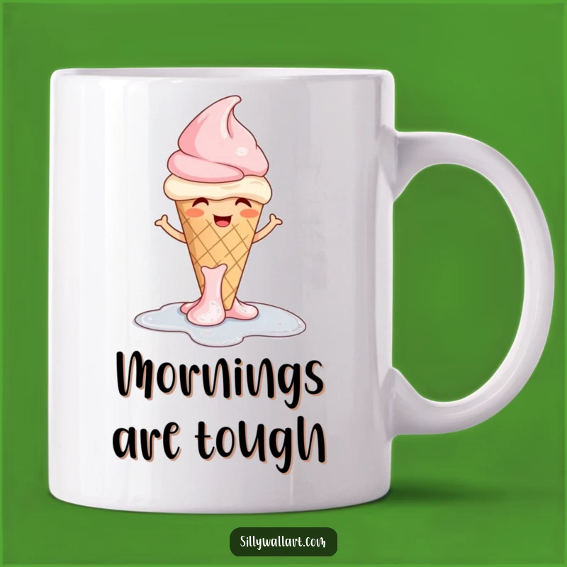 Funny Giggling Ice Cream Mug: Melting Cone Shrug, Perfect Summer Treat Funny Gift