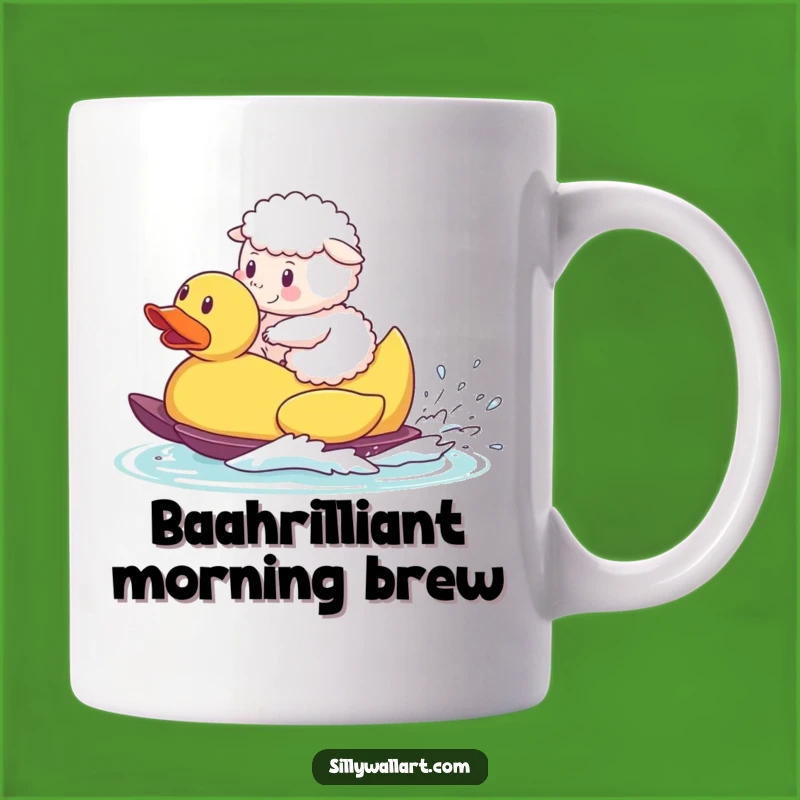 Funny Sheep Waterskiing Mug: Hilarious Farm Animal Duck Adventure Gift
