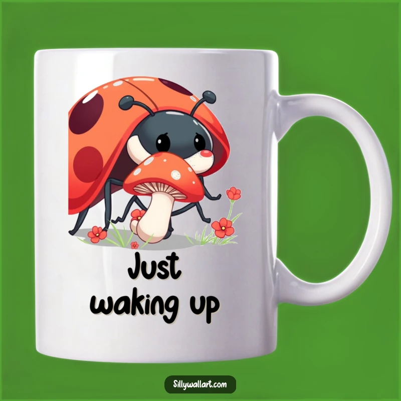 Funny Shy Mushroom Mug: Ladybug Friend, Perfect Forest Humor Funny Gift