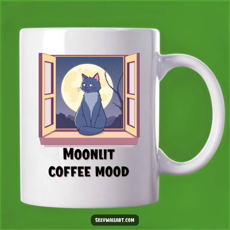 Funny Moon Cat Mug: Lunar Feline Humor Gift, Hilarious Night Owl Present