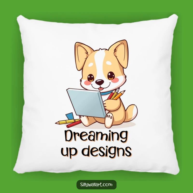 Funny Dog Artist Pillow: Cuddle Up with Inspiration from This Creative Canine Friend