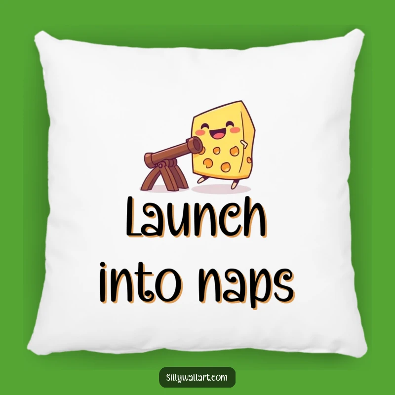 Funny Cheese Catapult Pillow: Grinning Cheese Comfort, Cozy Gift