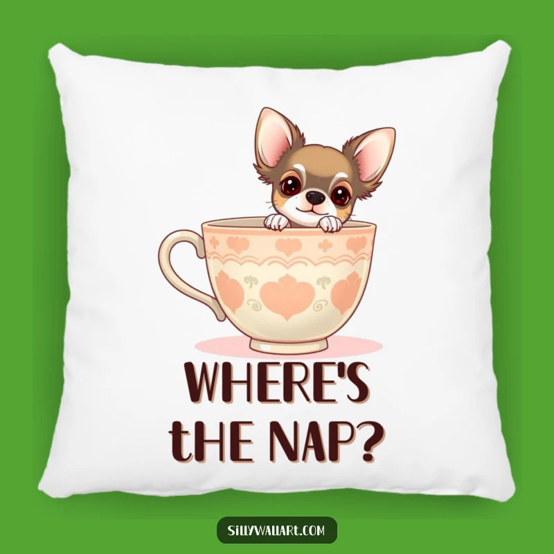 Funny Chihuahua Teacup Pillow: Cozy Canine Corner Decor, Perfect Gift