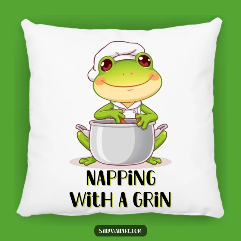 Funny Frog Chef Pillow: Cozy Joyful Cook Comfort