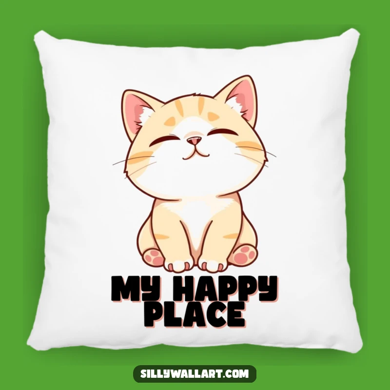 Funny Contented Cat Pillow - Cozy Purring Accent Pillow Gift