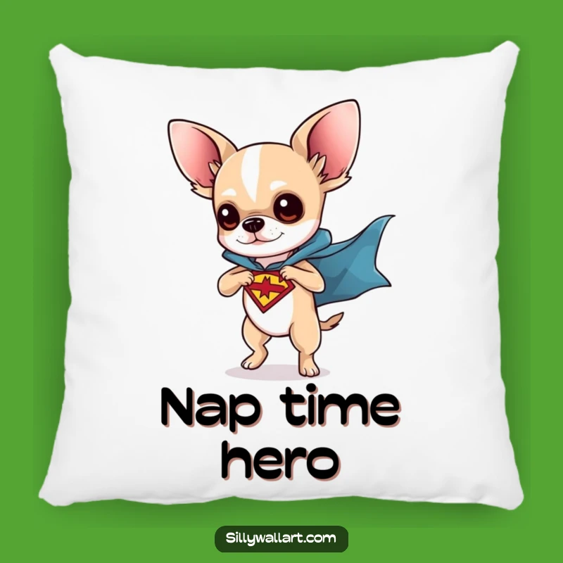 Funny Chihuahua Superhero Pillow: Cozy Canine Decor, Perfect Funny Gift