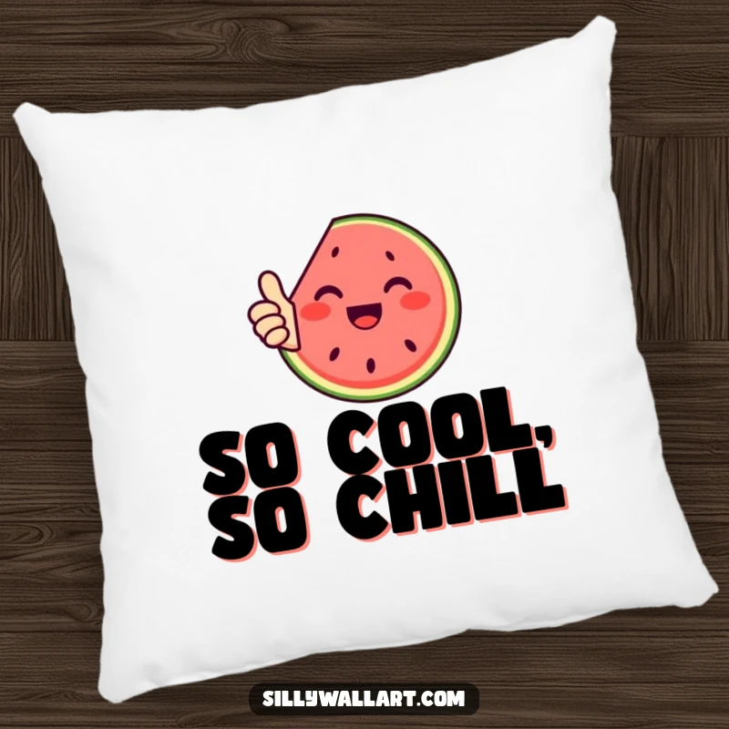 Funny pillow: A happy watermelon slice giving a thumbs up, offering comfort and a burst of summer cheer.