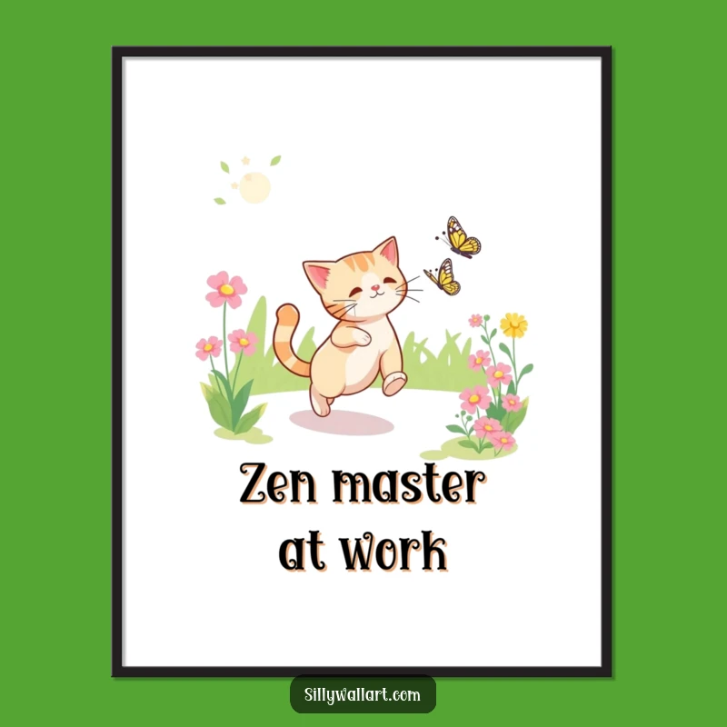 Funny Cat Garden Digital Print: Instant Whimsy for Your Walls