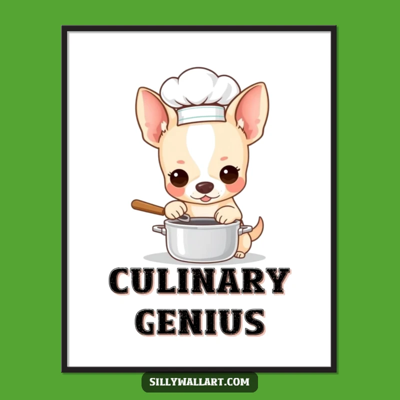 Funny Chihuahua Chef Digital Art: Culinary Decor, Instant Funny Gift