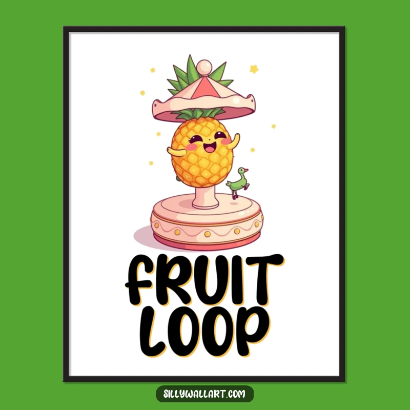 Funny Dizzy Pineapple Digital Art - Comical Tropical Printable Gift