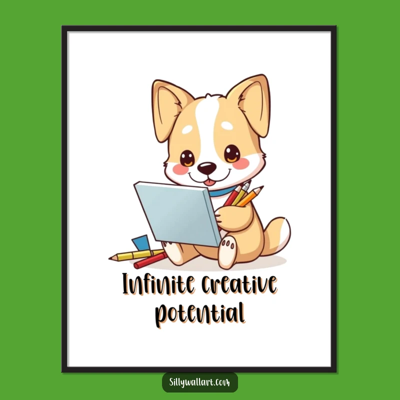 Funny Dog Artist Digital Print: Instant Download of Inspired Pup's Art, Hilarious Gift