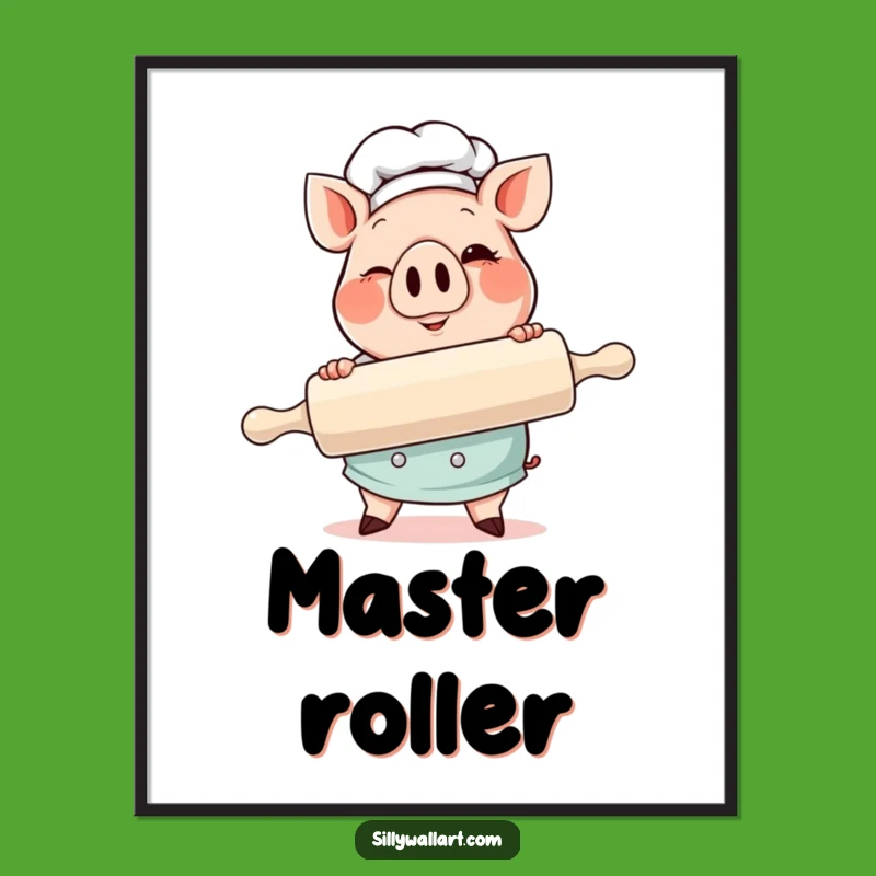 Funny Pig Chef Digital Art: Winking Baker, Perfect Wall Decor Gift!