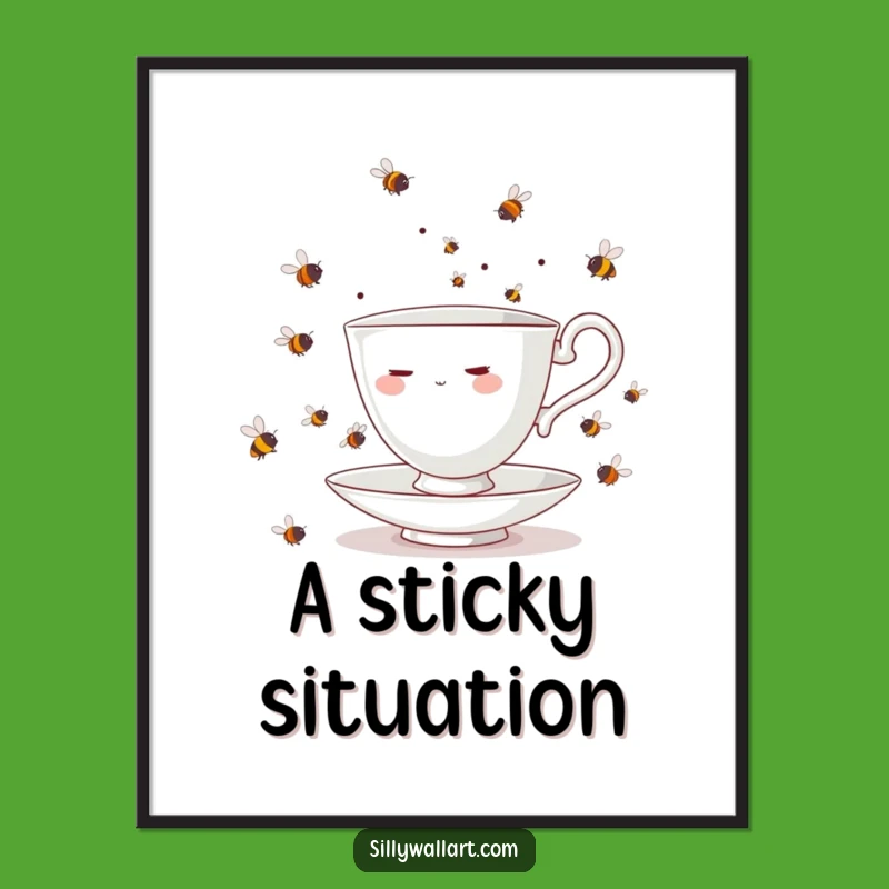 Funny Teacup Bees Digital Art - Hilarious Juggling Scene for Instant Smiles