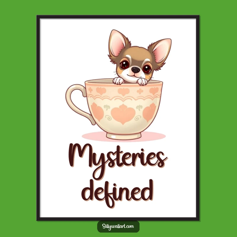 Funny Chihuahua Teacup Digital Art: Whimsical Decor, Instant Funny Gift
