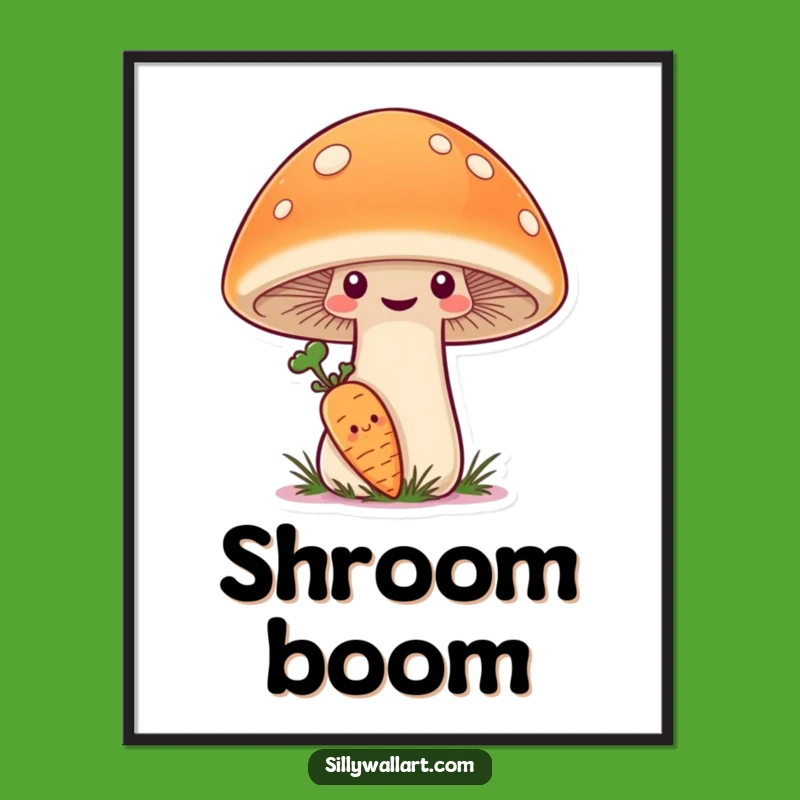 Funny Shy Carrot Digital Art - Cute Garden Printable Gift for Walls