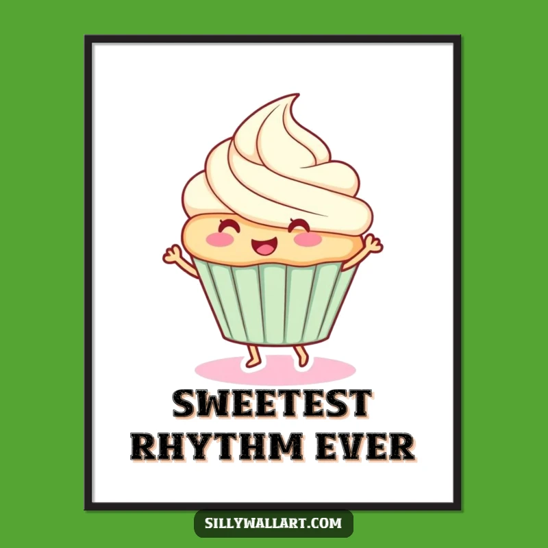 Funny Dancing Cupcake Digital Art - Instant Sweet Download for Your Walls