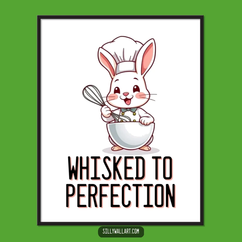 Funny Bunny Chef Digital Art: Whisking Joy, Perfect Wall Decor Gift!
