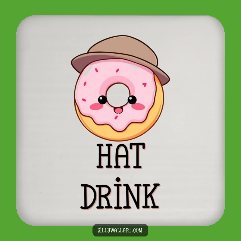 Funny Donut Coasters: Hat struggle, protect surfaces with sweet and hilarious art.