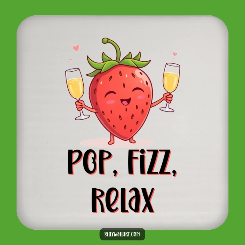 Funny Giggling Strawberry Champagne Coaster - Hilarious Protection for Your Surfaces