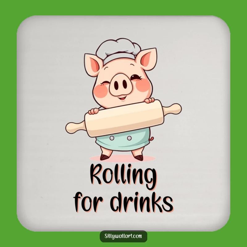 Funny Pig Chef Coaster: Winking Charm, Perfect Kitchen Decor Gift!