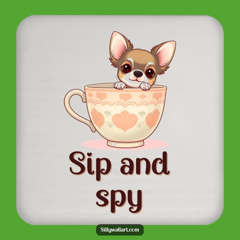 Funny Chihuahua Teacup Coaster Set: Protect Surfaces with Adorable Charm