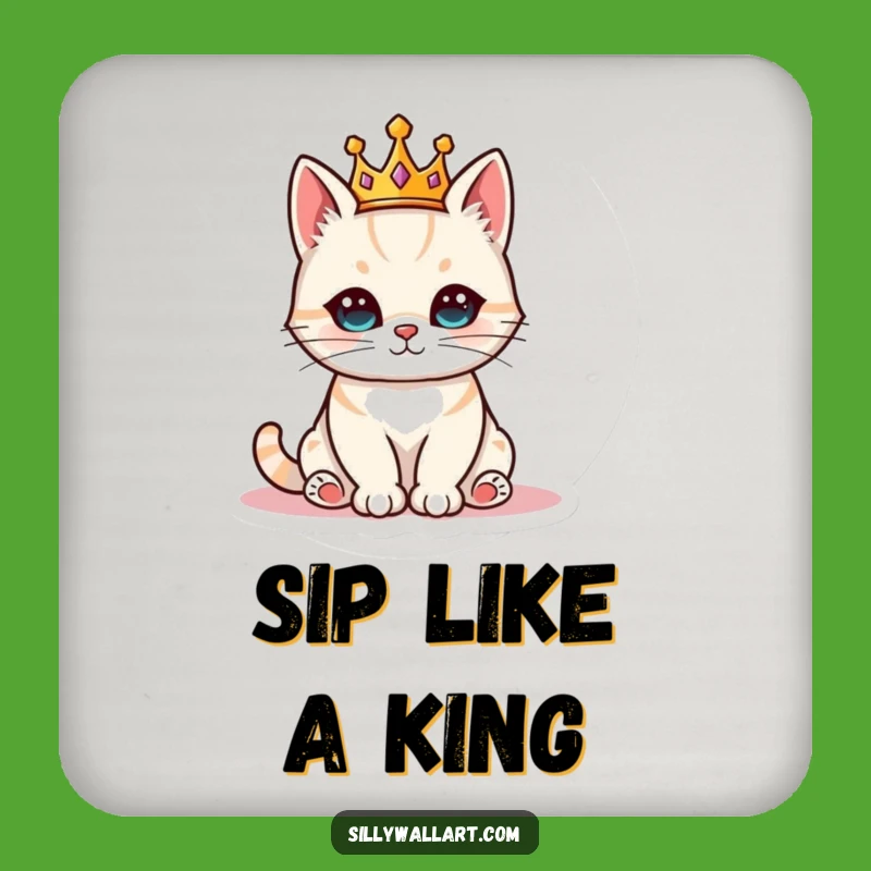 Funny Royal Cat Coaster Set: Majestic Feline Protection, Hilarious Pet Gift