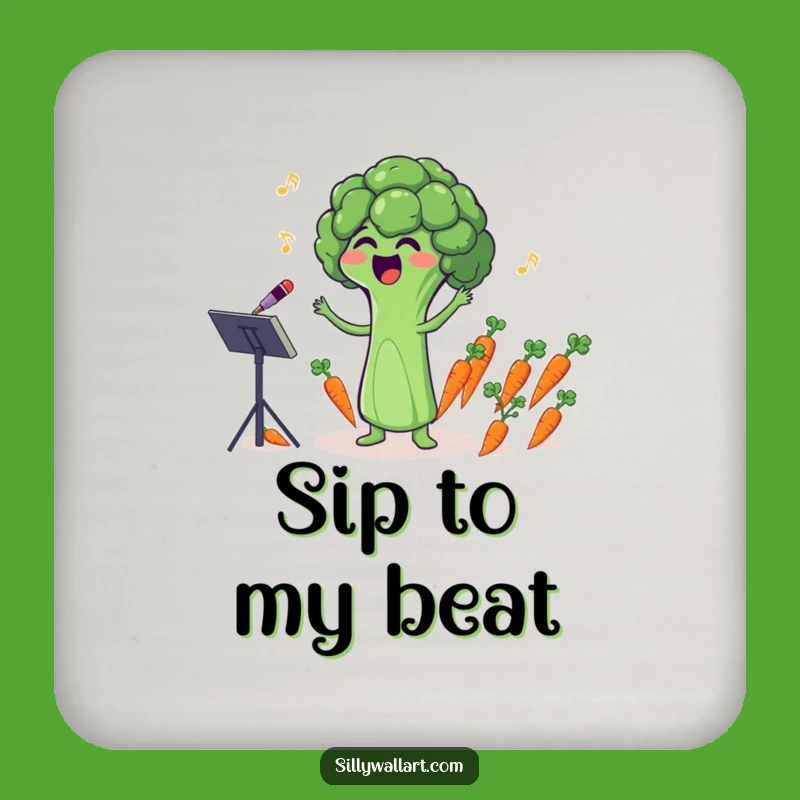 Funny Broccoli Conductor Coaster Set: Protect Surfaces with Hilarious Art