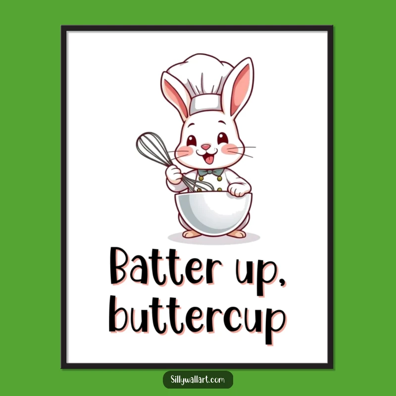 Funny Bunny Chef Poster: Whisking Smile Art, Perfect Kitchen Decor Gift!