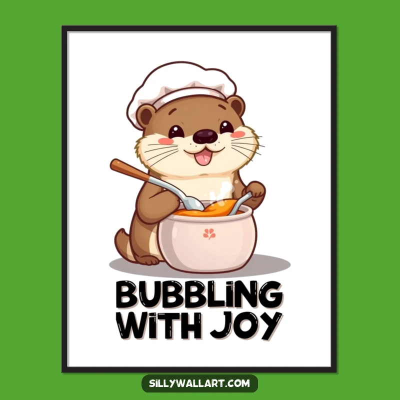Funny Otter Chef Poster: Kawaii Culinary Bliss for Your Walls