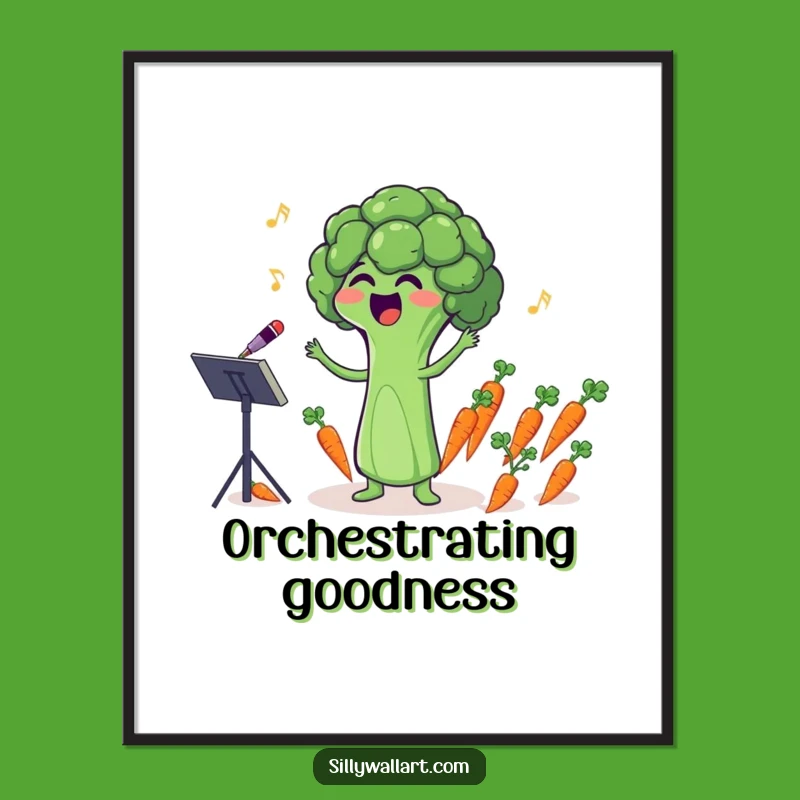 Funny Broccoli Conductor Poster: Hilarious Wall Art for a Musical Giggle