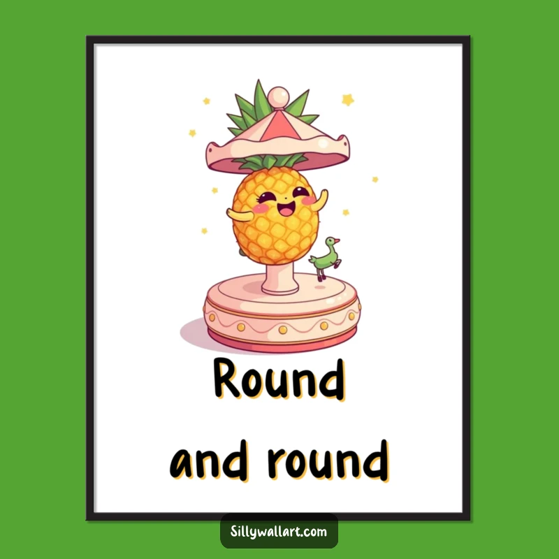 Funny Dizzy Pineapple Poster - Comical Tropical Wall Art Gift