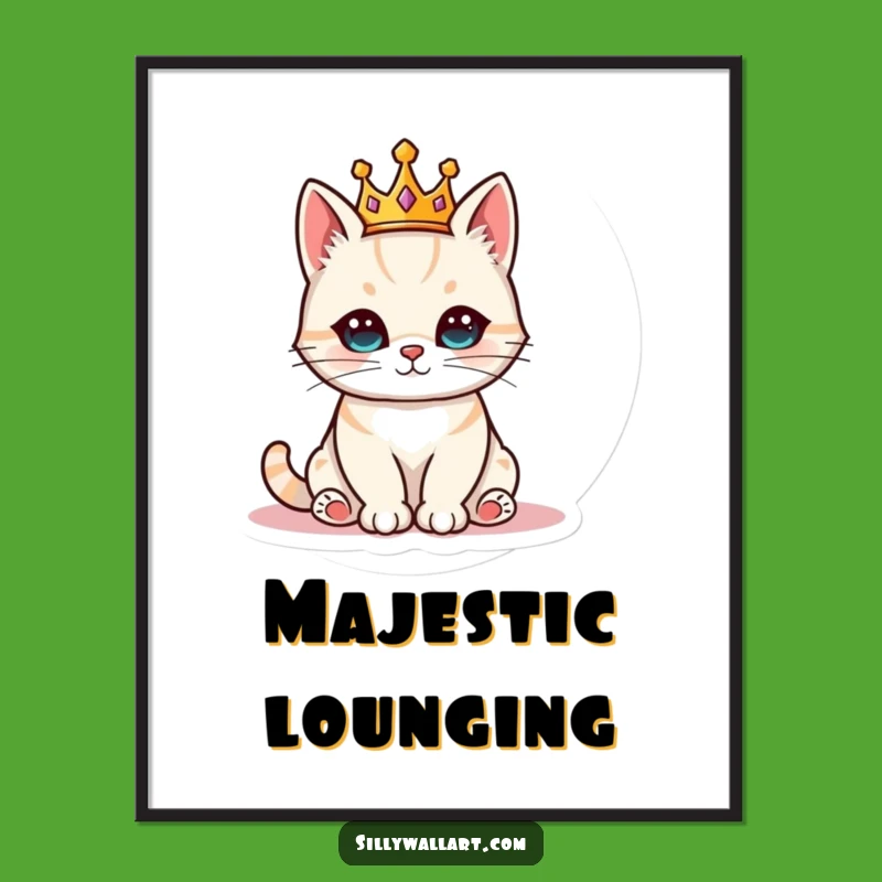Funny Royal Cat Poster: Majestic Feline Art, Hilarious Pet Decor Gift