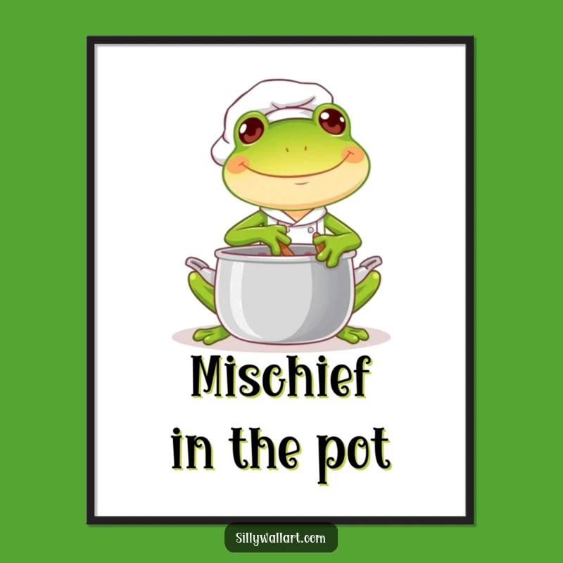 Funny Frog Chef Poster: Joyful Cook Stirs Art