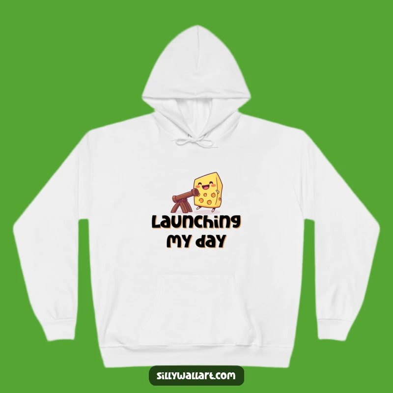 Funny Cheese Catapult Hoodie: Cozy Grinning Cheese, Warm Gift