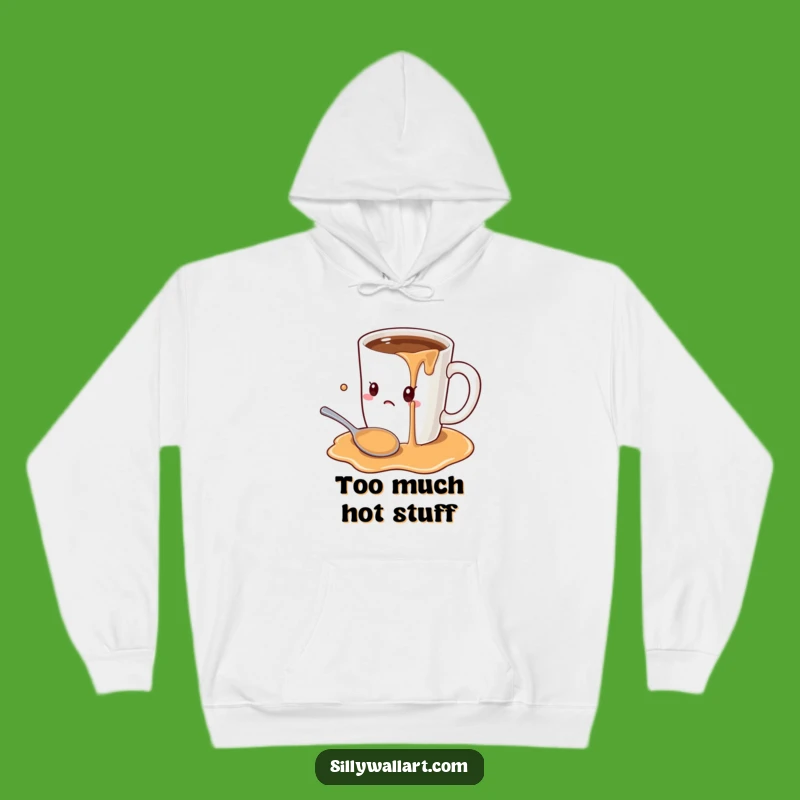 Funny Coffee Mug Overload Hoodie: Cozy Oversized Mug Spill, Warm Gift