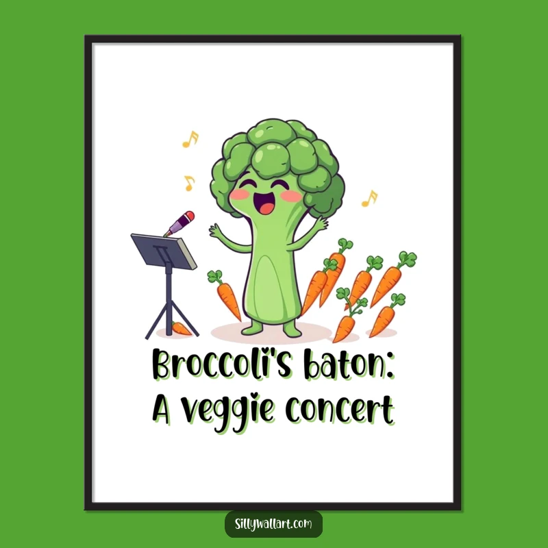 Free Printable Broccoli Wall Art: Veggie Maestro Funny Downloadable Gift for Music Room Decor
